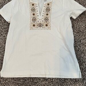Liz Claiborne White Tee with Gold Accents